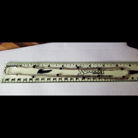 Liquid Silver Onyx Beads Necklace Sterling 18" - Picture 16 of 16